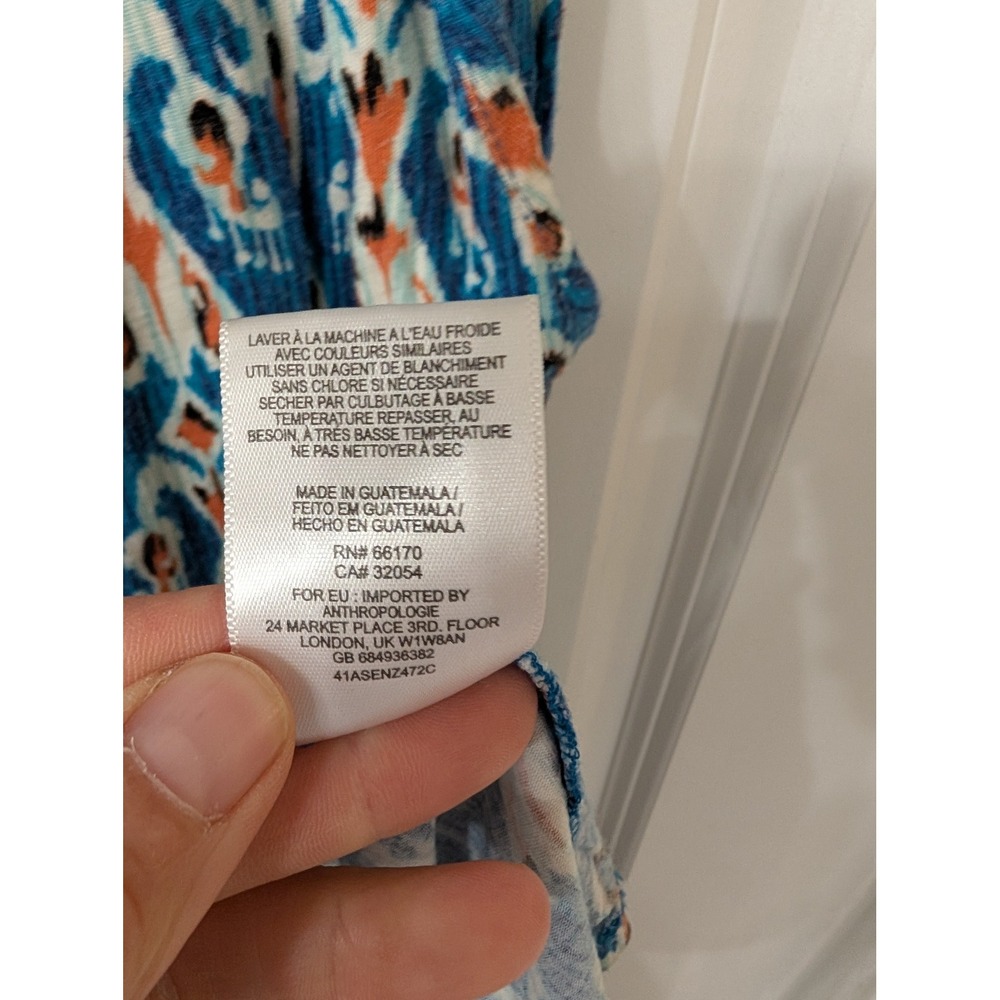 Vanessa Virginia Anthropologie Blue Ikat Maxi Dress Sleeveless large jersey Boho - Picture 6 of 7